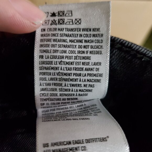 American Eagle Outfitters Jeans Mens 38x36 Black Stacked Skinny Distressed - Picture 6 of 14